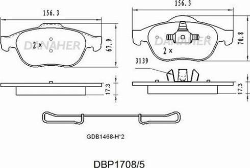 Danaher DBP1708/5 - Kit pastiglie freno, Freno a disco autozon.pro