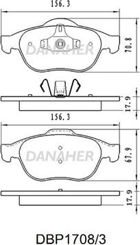 Danaher DBP1708/3 - Kit pastiglie freno, Freno a disco autozon.pro