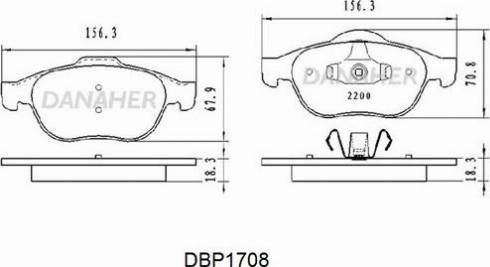 Danaher DBP1708 - Kit pastiglie freno, Freno a disco autozon.pro