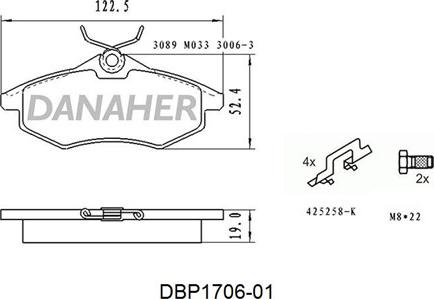 Danaher DBP1716-01 - Kit pastiglie freno, Freno a disco autozon.pro