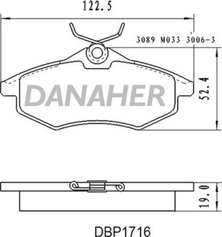 Danaher DBP1716 - Kit pastiglie freno, Freno a disco autozon.pro