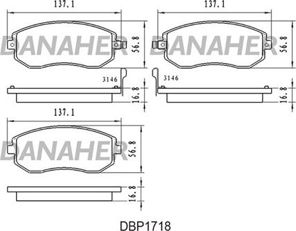 Danaher DBP1718 - Kit pastiglie freno, Freno a disco autozon.pro