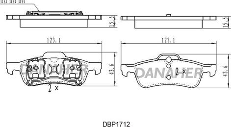 Danaher DBP1712 - Kit pastiglie freno, Freno a disco autozon.pro