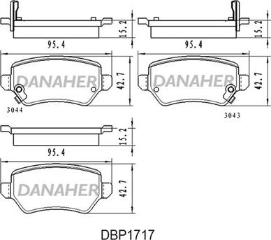 Danaher DBP1717 - Kit pastiglie freno, Freno a disco autozon.pro