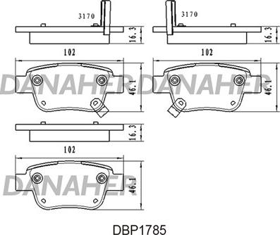 Danaher DBP1785 - Kit pastiglie freno, Freno a disco autozon.pro