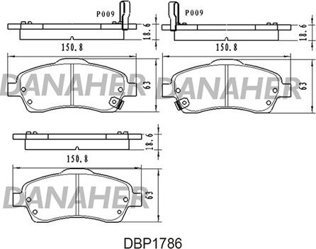 Danaher DBP1786 - Kit pastiglie freno, Freno a disco autozon.pro