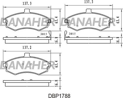 Danaher DBP1788 - Kit pastiglie freno, Freno a disco autozon.pro