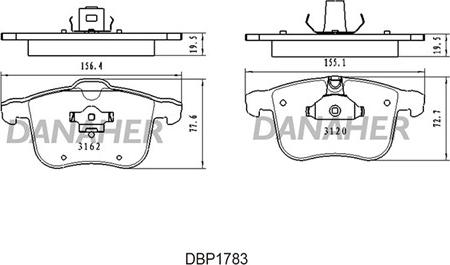 Danaher DBP1783 - Kit pastiglie freno, Freno a disco autozon.pro