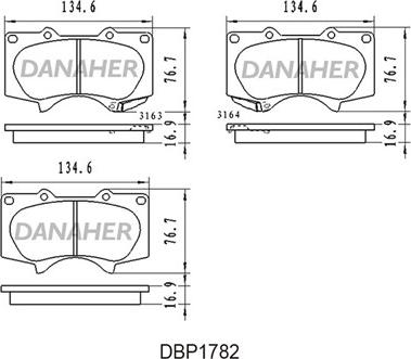 Danaher DBP1782 - Kit pastiglie freno, Freno a disco autozon.pro