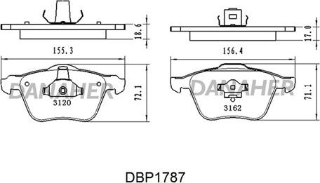 Danaher DBP1787 - Kit pastiglie freno, Freno a disco autozon.pro