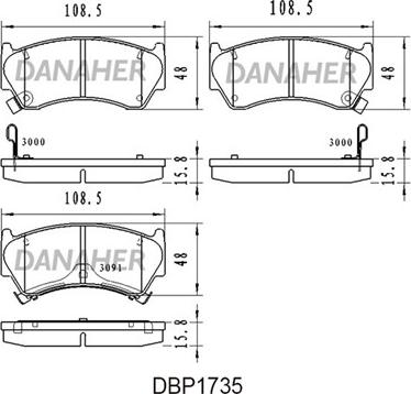 Danaher DBP1735 - Kit pastiglie freno, Freno a disco autozon.pro