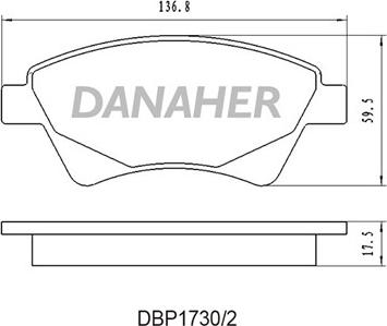 Danaher DBP1730/2 - Kit pastiglie freno, Freno a disco autozon.pro