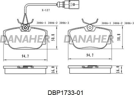 Danaher DBP1733-01 - Kit pastiglie freno, Freno a disco autozon.pro