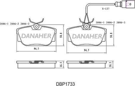 Danaher DBP1733 - Kit pastiglie freno, Freno a disco autozon.pro