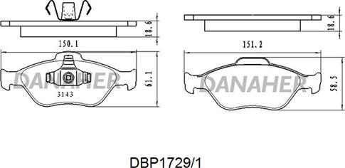 Danaher DBP1729/1 - Kit pastiglie freno, Freno a disco autozon.pro