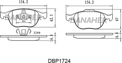 Danaher DBP1724 - Kit pastiglie freno, Freno a disco autozon.pro