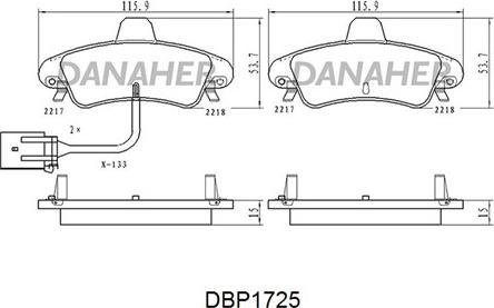 Danaher DBP1725 - Kit pastiglie freno, Freno a disco autozon.pro