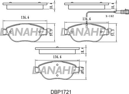 Danaher DBP1721 - Kit pastiglie freno, Freno a disco autozon.pro