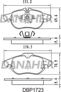 Danaher DBP1723 - Kit pastiglie freno, Freno a disco autozon.pro