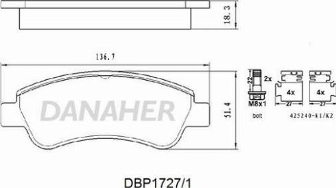 Danaher DBP1727/1 - Kit pastiglie freno, Freno a disco autozon.pro