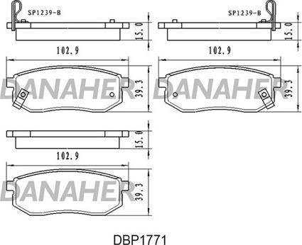 Danaher DBP1771 - Kit pastiglie freno, Freno a disco autozon.pro