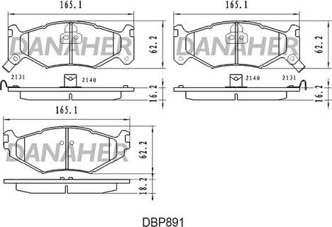 Danaher DBP891 - Kit pastiglie freno, Freno a disco autozon.pro