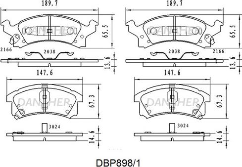 Danaher DBP898/1 - Kit pastiglie freno, Freno a disco autozon.pro