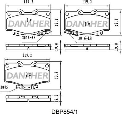 Danaher DBP854/1 - Kit pastiglie freno, Freno a disco autozon.pro