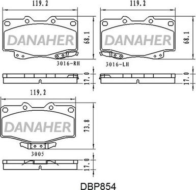 Danaher DBP854 - Kit pastiglie freno, Freno a disco autozon.pro