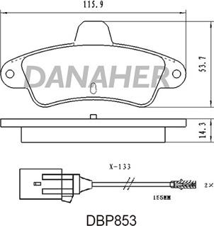 Danaher DBP853 - Kit pastiglie freno, Freno a disco autozon.pro