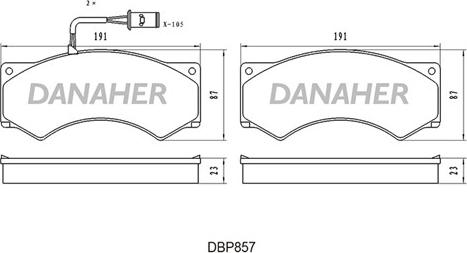 Danaher DBP857 - Kit pastiglie freno, Freno a disco autozon.pro