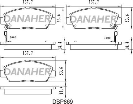 Danaher DBP869 - Kit pastiglie freno, Freno a disco autozon.pro