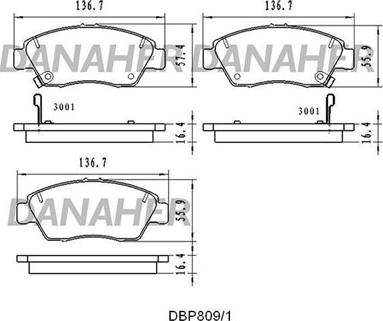 Danaher DBP809/1 - Kit pastiglie freno, Freno a disco autozon.pro