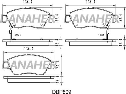 Danaher DBP809 - Kit pastiglie freno, Freno a disco autozon.pro