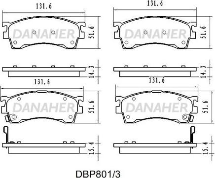 Danaher DBP801/3 - Kit pastiglie freno, Freno a disco autozon.pro