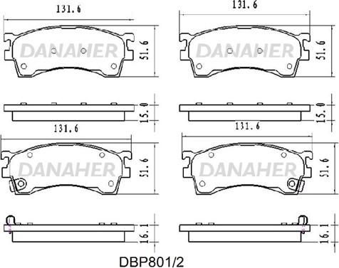 Danaher DBP801/2 - Kit pastiglie freno, Freno a disco autozon.pro