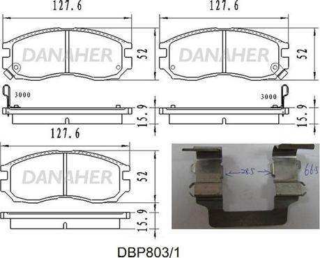 Danaher DBP803/1 - Kit pastiglie freno, Freno a disco autozon.pro