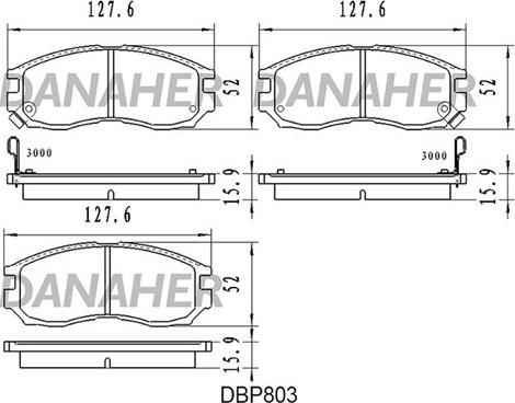 Danaher DBP803 - Kit pastiglie freno, Freno a disco autozon.pro