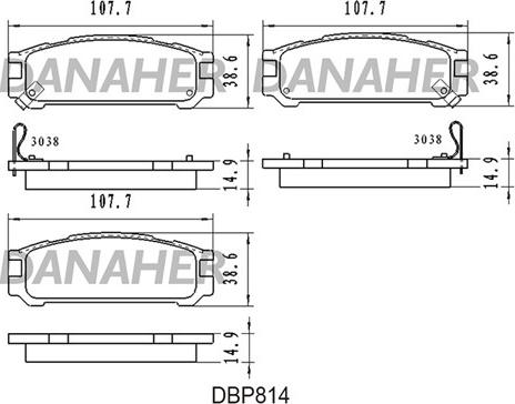 Danaher DBP814 - Kit pastiglie freno, Freno a disco autozon.pro