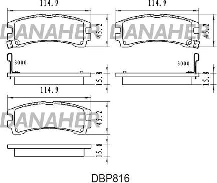 Danaher DBP816 - Kit pastiglie freno, Freno a disco autozon.pro