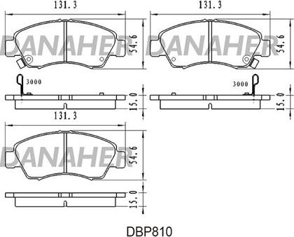 Danaher DBP810 - Kit pastiglie freno, Freno a disco autozon.pro