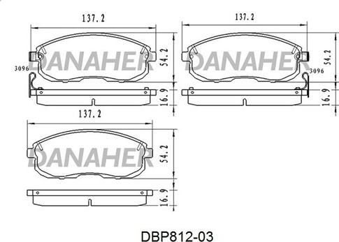 Danaher DBP812-03 - Kit pastiglie freno, Freno a disco autozon.pro