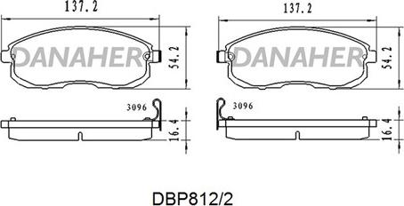 Danaher DBP812/2 - Kit pastiglie freno, Freno a disco autozon.pro