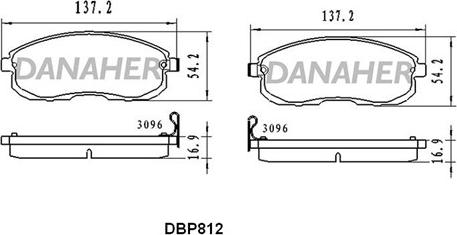 Danaher DBP812 - Kit pastiglie freno, Freno a disco autozon.pro