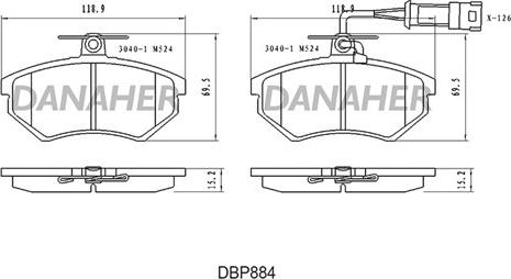 Danaher DBP884 - Kit pastiglie freno, Freno a disco autozon.pro