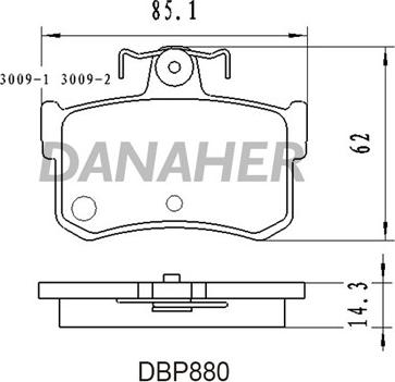 Danaher DBP880 - Kit pastiglie freno, Freno a disco autozon.pro