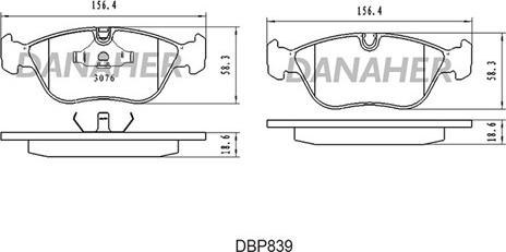 Danaher DBP839 - Kit pastiglie freno, Freno a disco autozon.pro