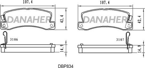 Danaher DBP834 - Kit pastiglie freno, Freno a disco autozon.pro