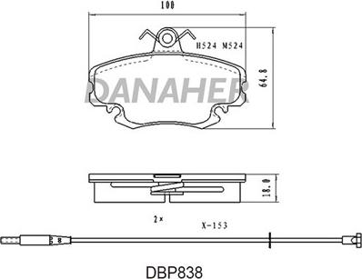 Danaher DBP838 - Kit pastiglie freno, Freno a disco autozon.pro