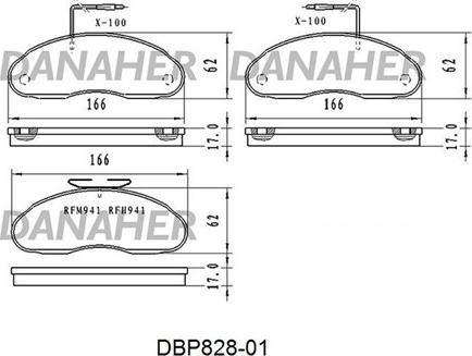 Danaher DBP828-01 - Kit pastiglie freno, Freno a disco autozon.pro